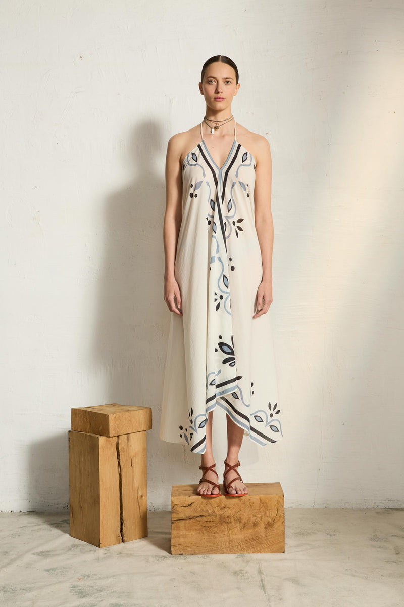 ROBE IVINA IMPRIME ARABESQUE - ARDOISE
