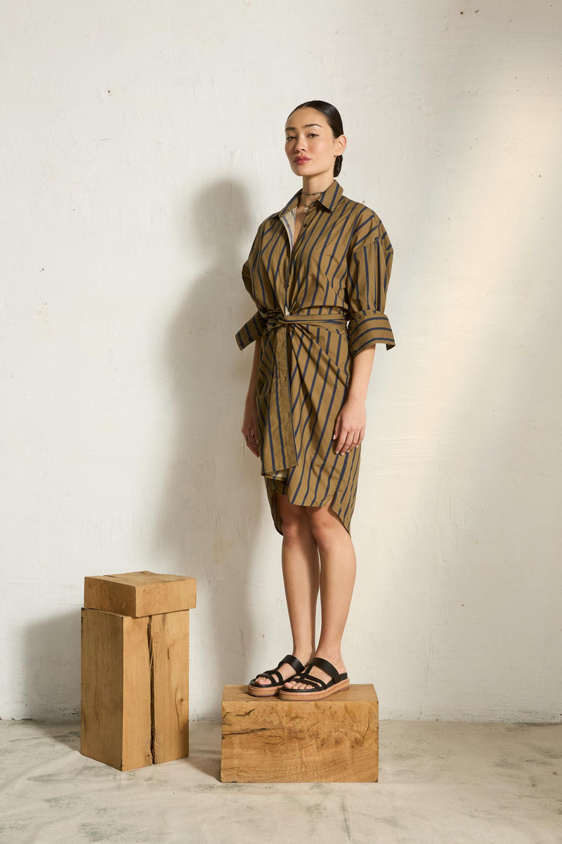 ROBE LILY LONG IMPRIME PELICANO - DARK BLUE KAKI