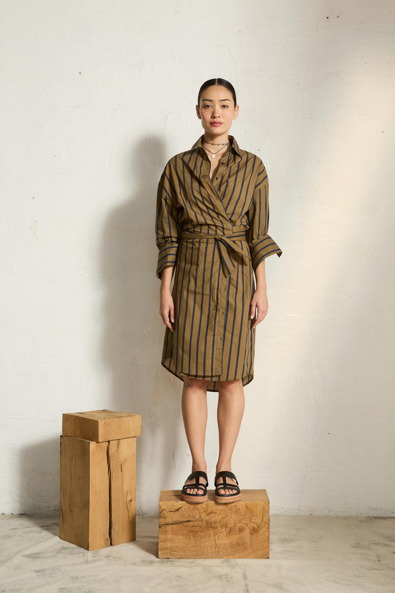 ROBE LILY LONG IMPRIME PELICANO - DARK BLUE KAKI
