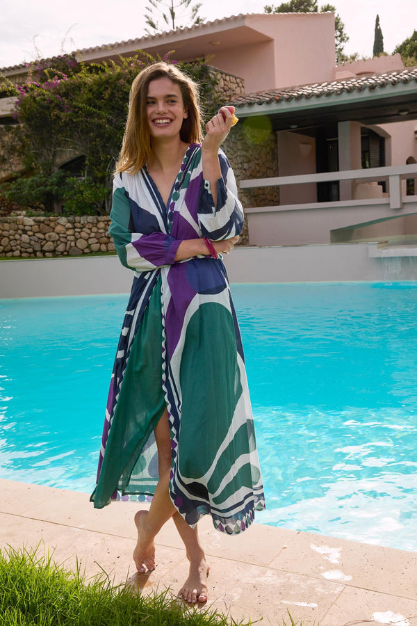 ROBE EMMANUELLE IMPRIME RIVIERA - VIOLET