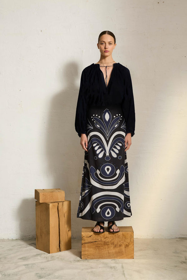 JUPE MELINDA IMPRIME BAROQUE - BLACK