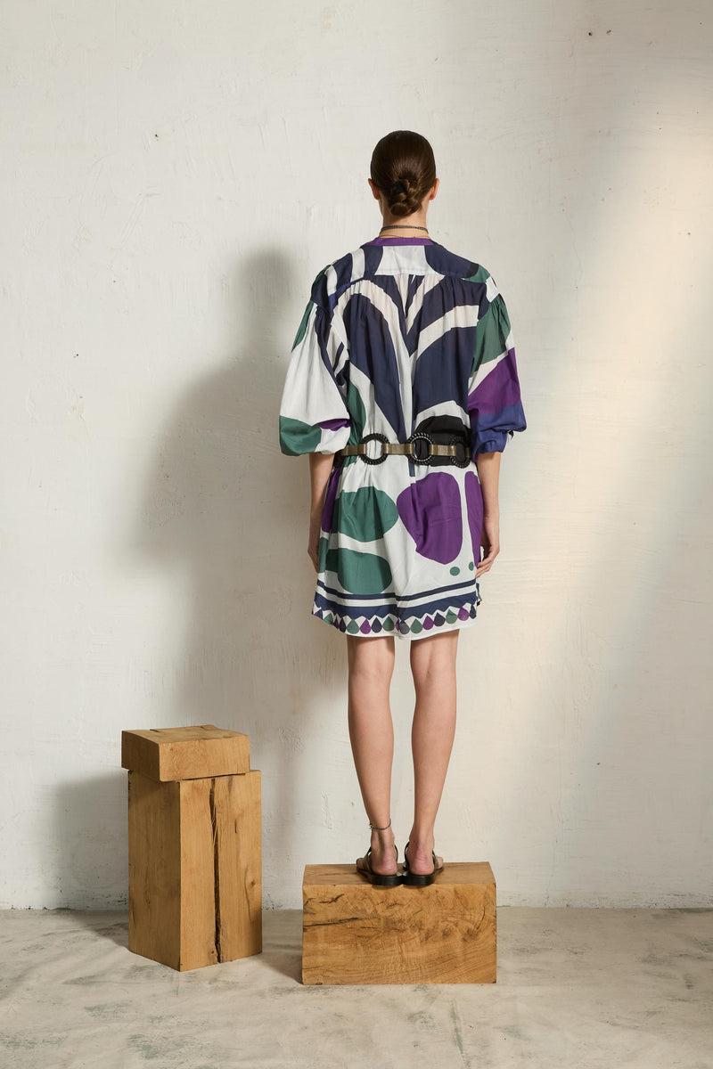 ROBE GERALDINE IMPRIME RIVIERA - VIOLET
