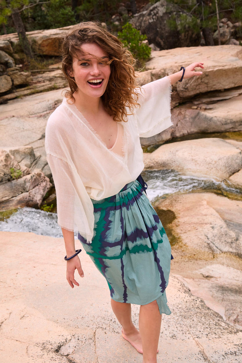 KIMONO RENATA ETAMINE DE LAINE - LATTE