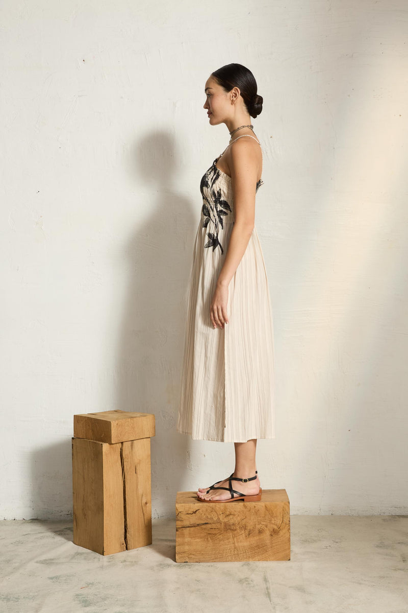 ROBE MORGANE IMPRIME ORCHIDS - WHITE