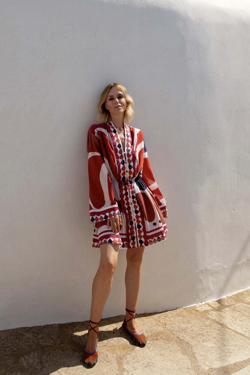 ROBE SILVANA IMPRIME RIVIERA - RED