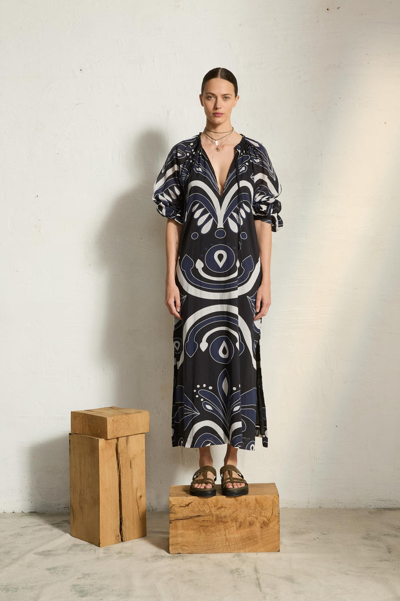 ROBE OCTAVIE IMPRIME BAROQUE - BLACK
