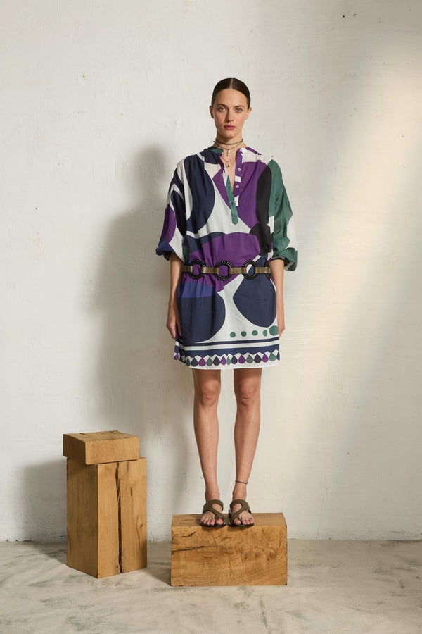 ROBE GERALDINE IMPRIME RIVIERA - VIOLET