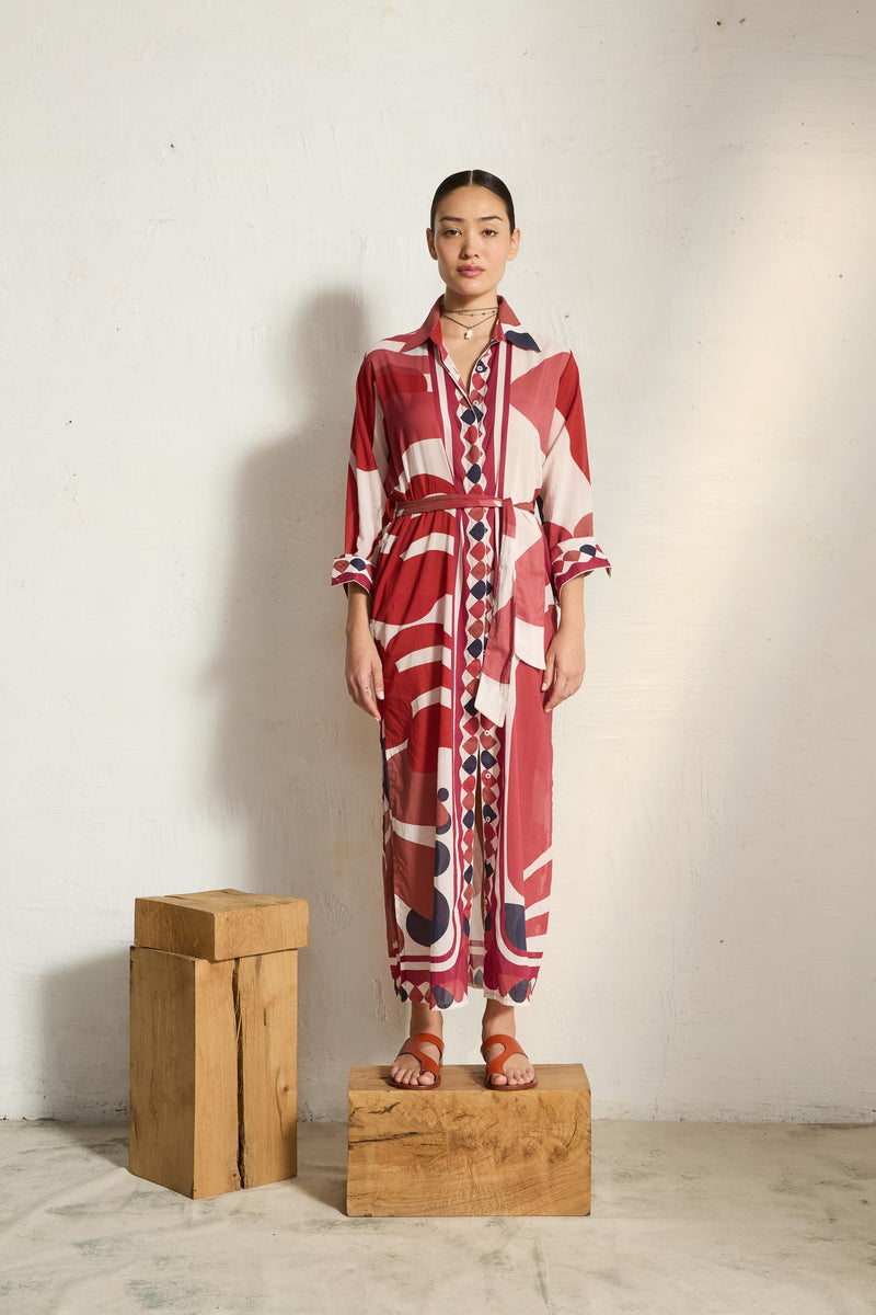 ROBE MURANO IMPRIME RIVIERA - RED