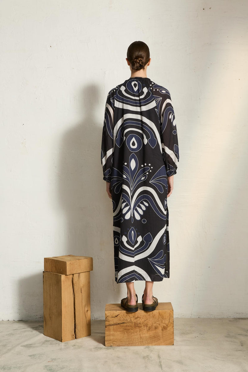ROBE OCTAVIE IMPRIME BAROQUE - BLACK