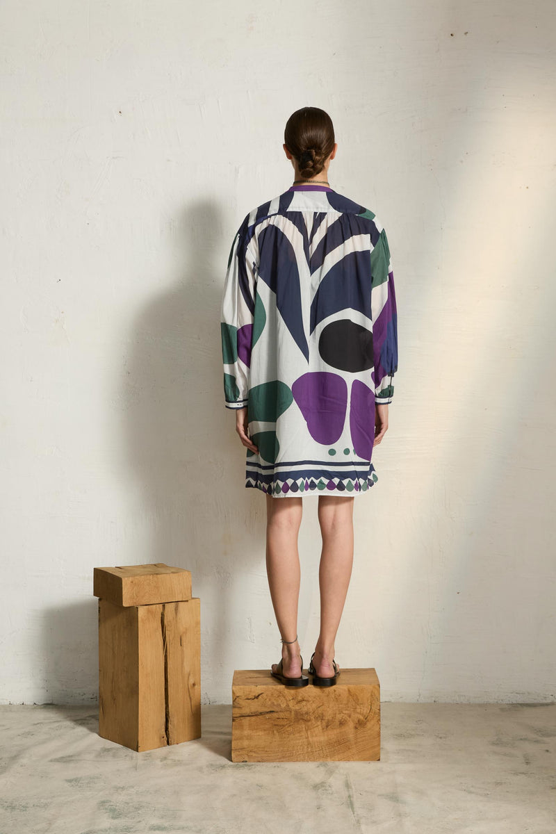 ROBE GERALDINE IMPRIME RIVIERA - VIOLET