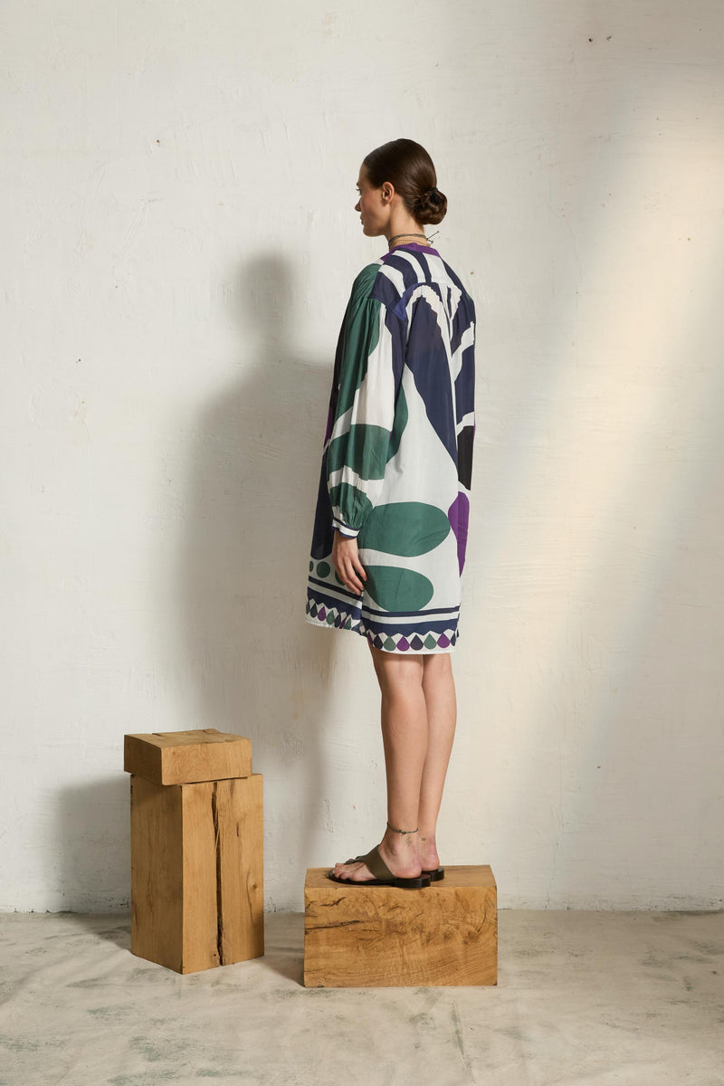 ROBE GERALDINE IMPRIME RIVIERA - VIOLET