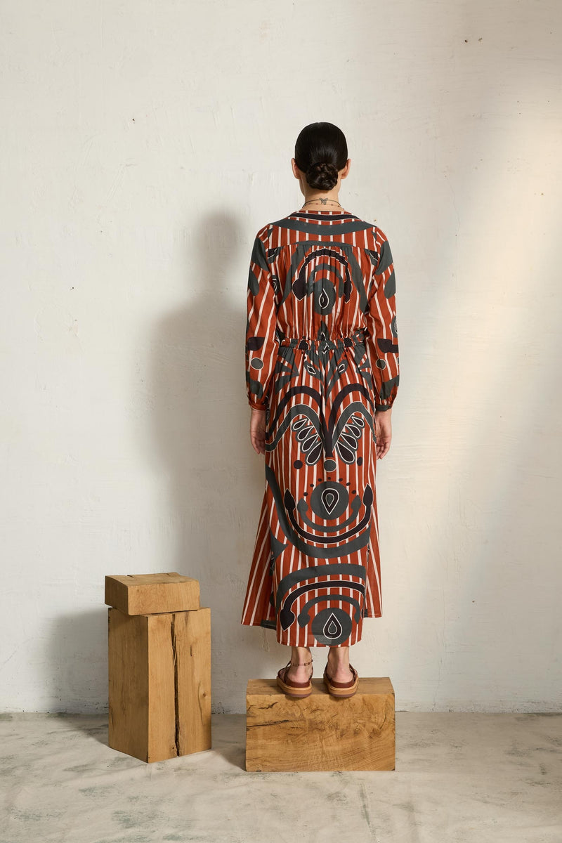 ROBE EMMANUELLE IMPRIME BAROQUE - RED