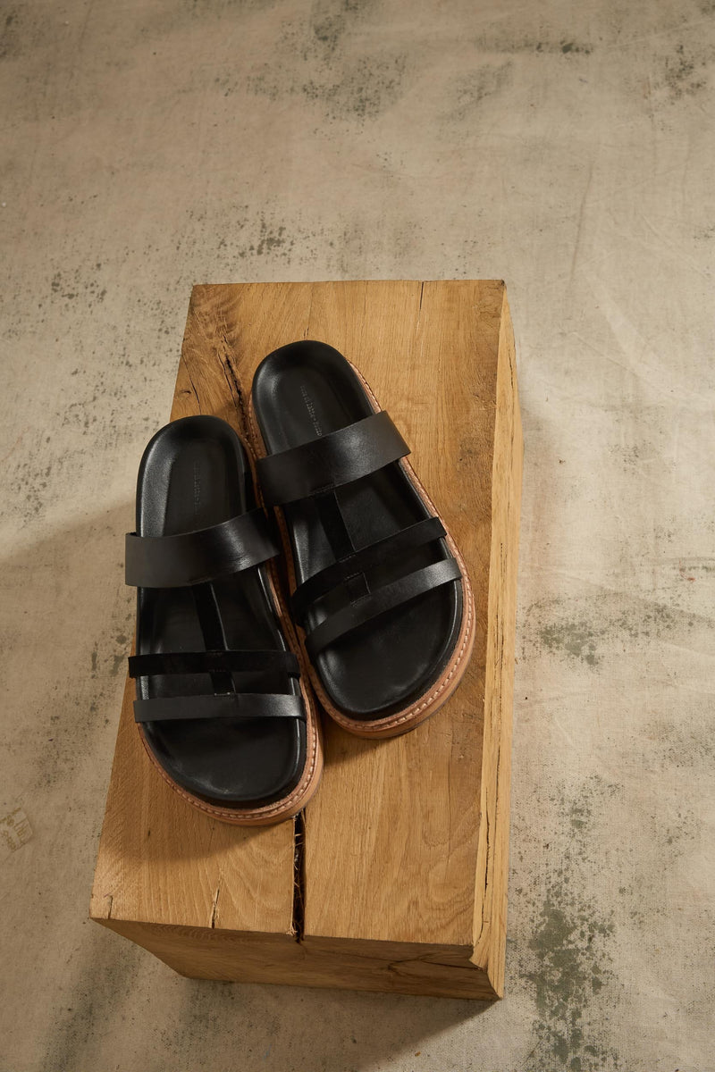 SANDALES EN CUIR IVAR - BLACK