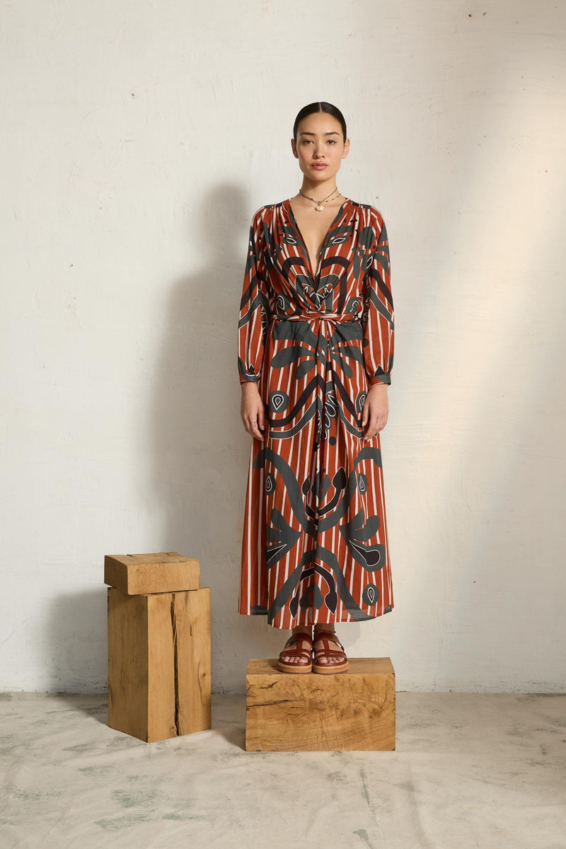 ROBE EMMANUELLE IMPRIME BAROQUE - RED