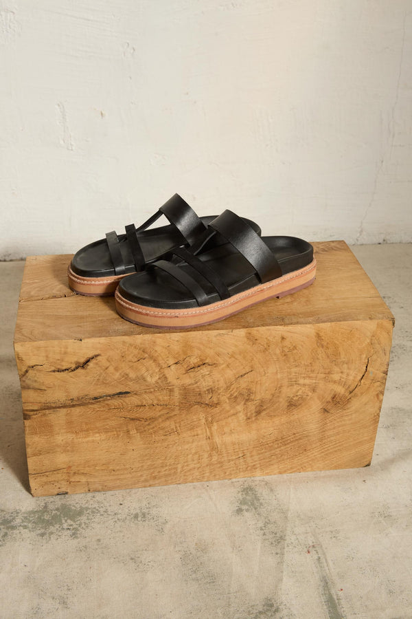 SANDALES EN CUIR IVAR - BLACK
