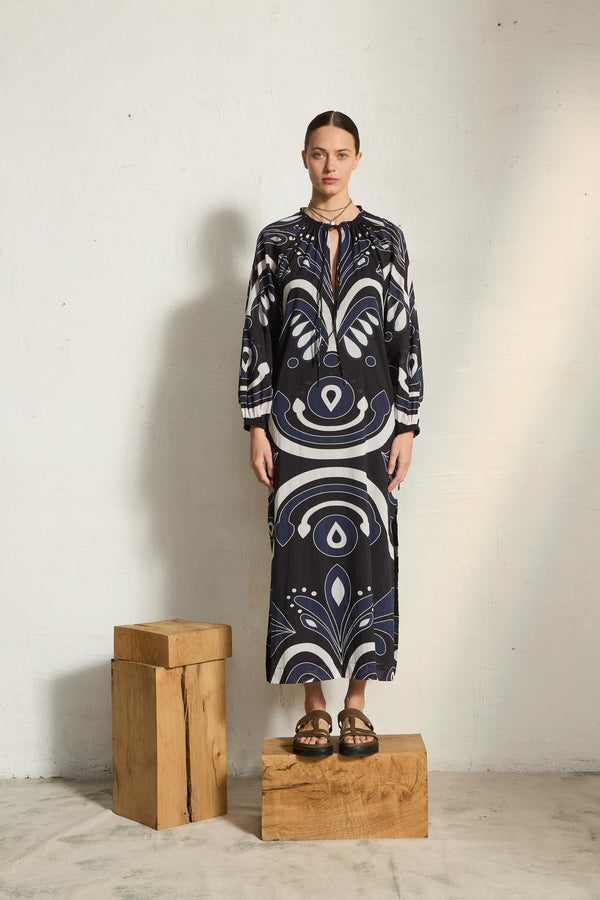 ROBE OCTAVIE IMPRIME BAROQUE - BLACK