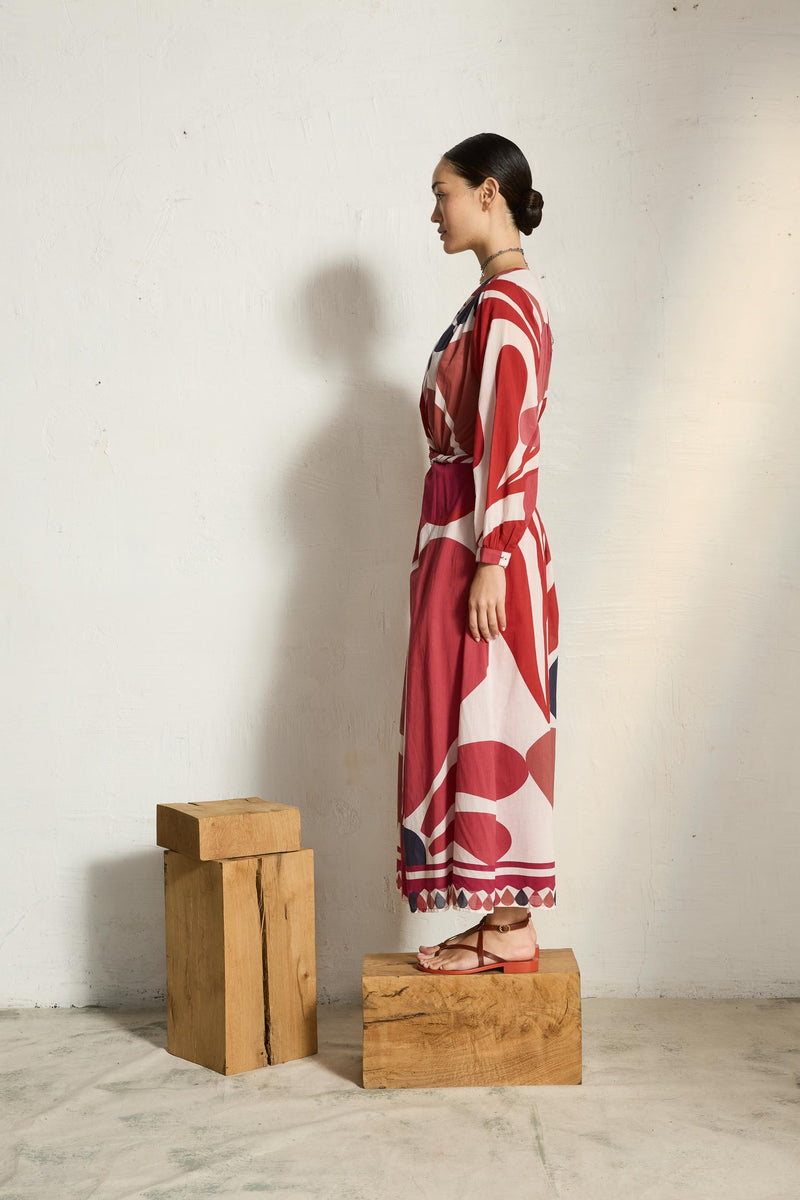 ROBE EMMANUELLE IMPRIME RIVIERA - RED