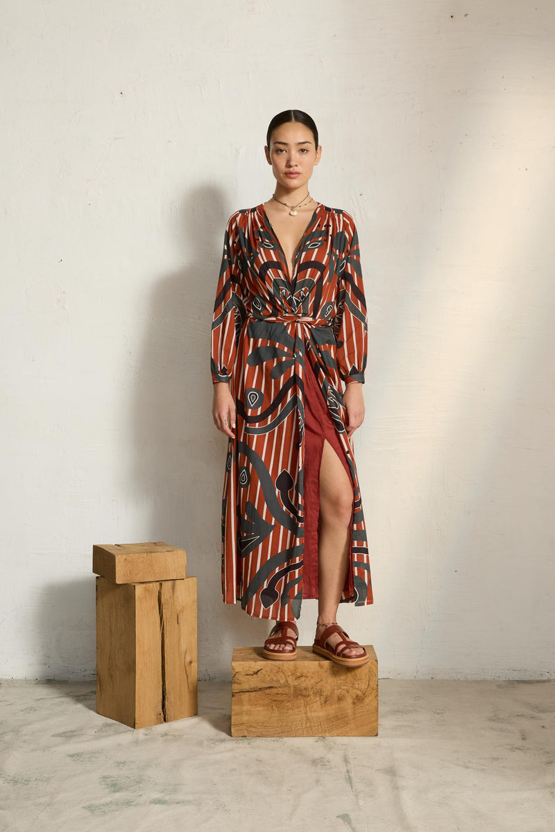 ROBE EMMANUELLE IMPRIME BAROQUE - RED