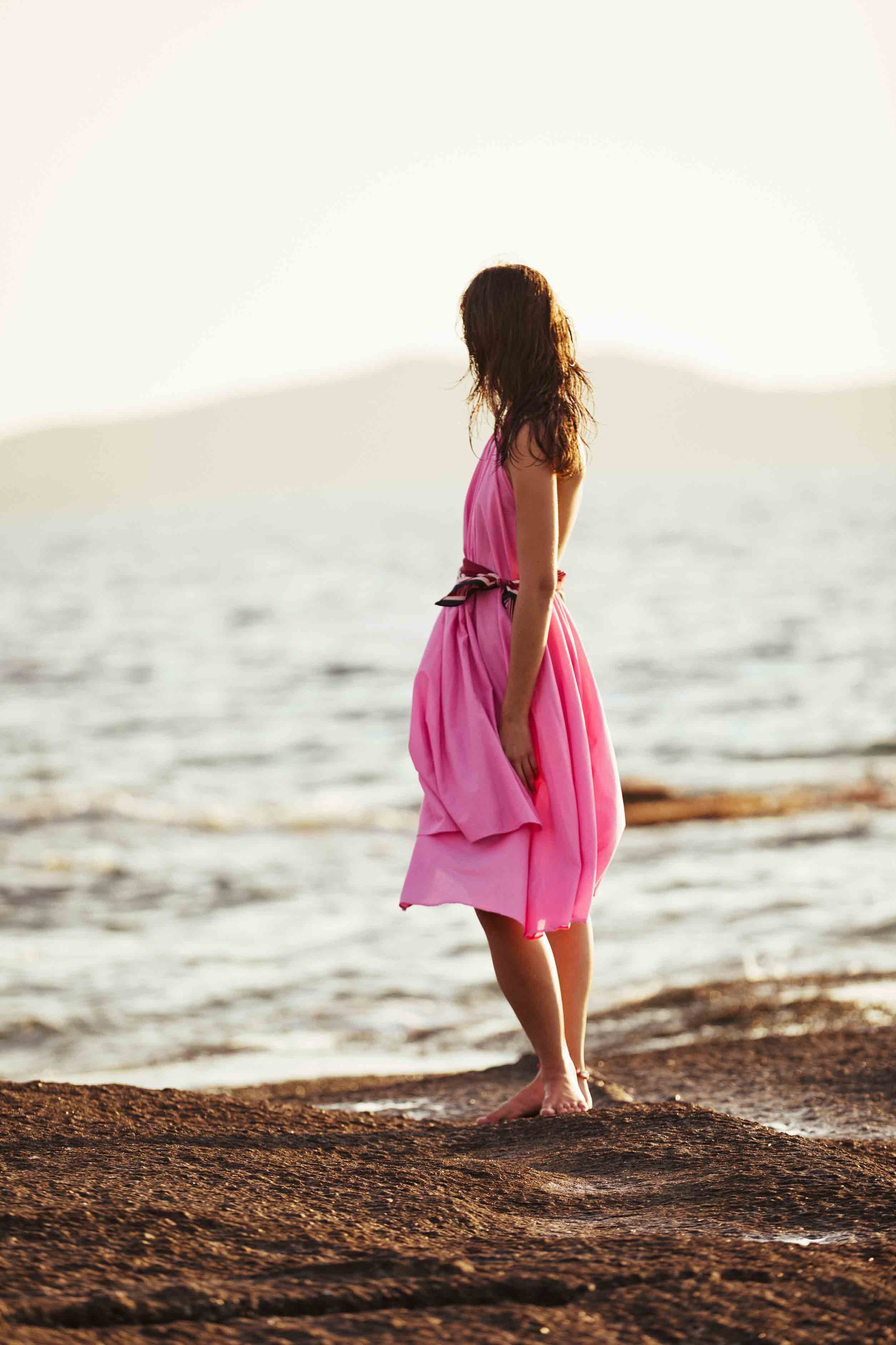 ROBE PARÉO MALIN MI-LONG ALINE - CANDY PINK