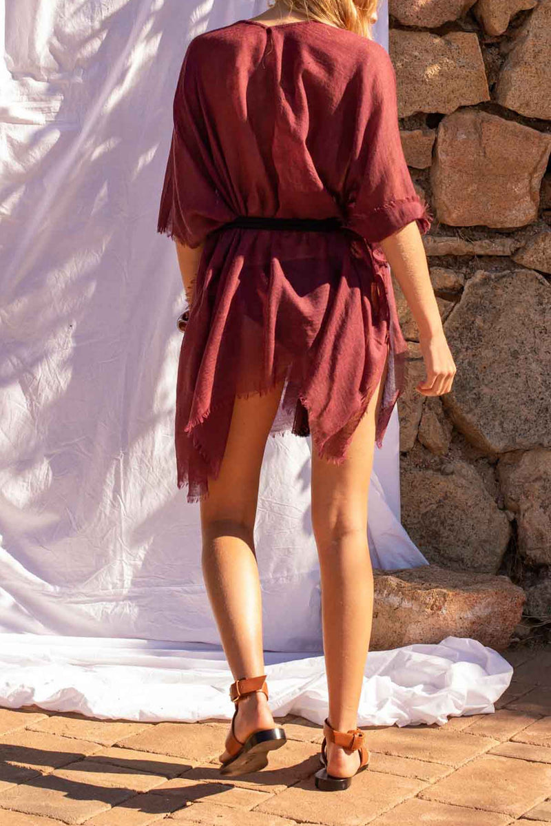 PONCHO COURT RAFAELE ETAMINE DE LAINE - ARDOISE