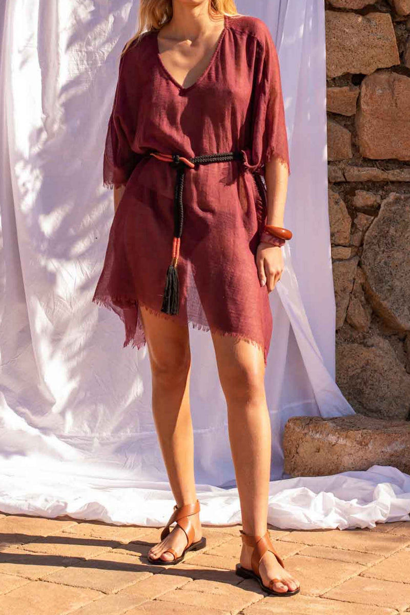 PONCHO COURT RAFAELE ETAMINE DE LAINE - ARDOISE