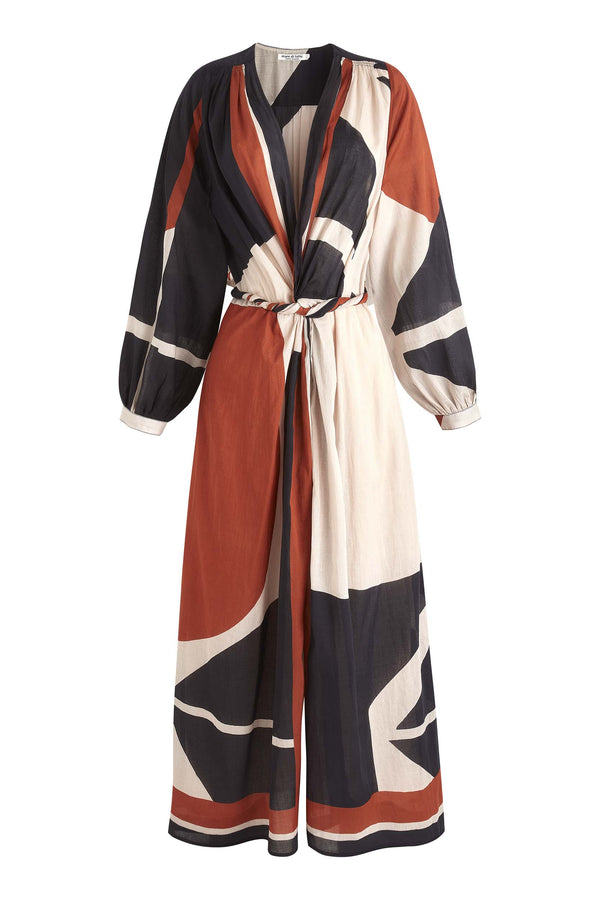 ROBE EMMANUELLE IMPRIME SUNSET - BLACK