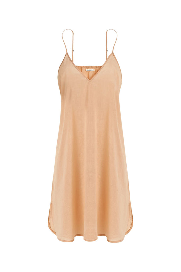 SHORT SLIP DRESS - BEIGE ROSE