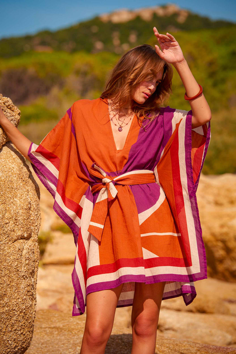 PONCHO PAULINE IMPRIME SUNSET - BLACK