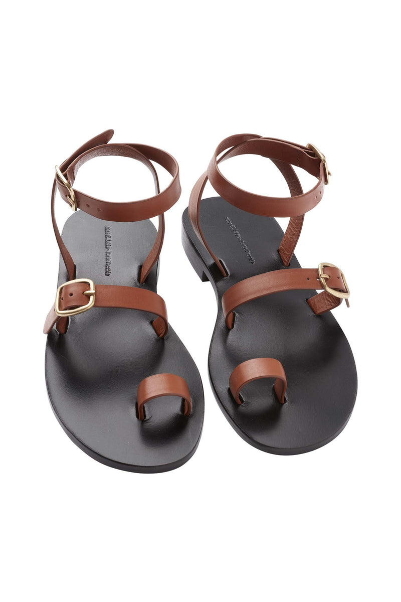 SANDALES EN CUIR IVANKA - CAMEL