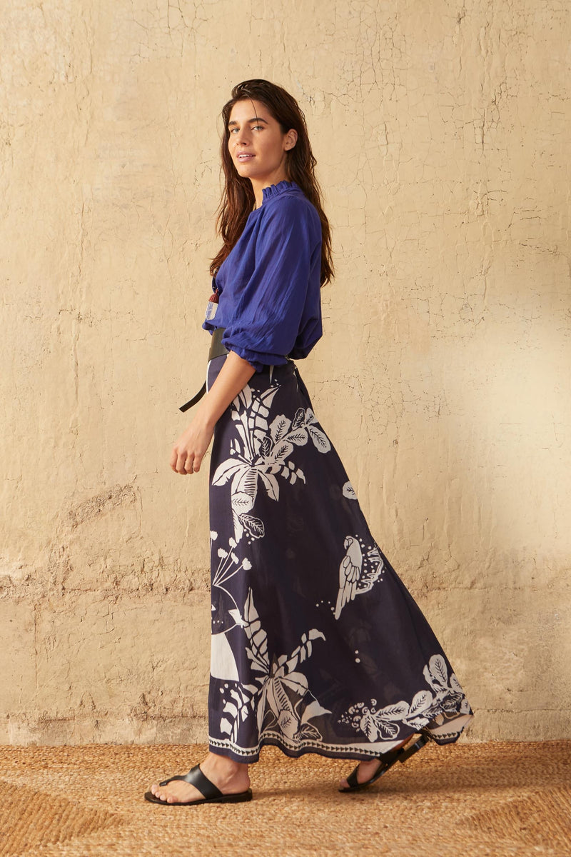 PAOLINA SKIRT WITH PALLADIO PRINT - BLUE