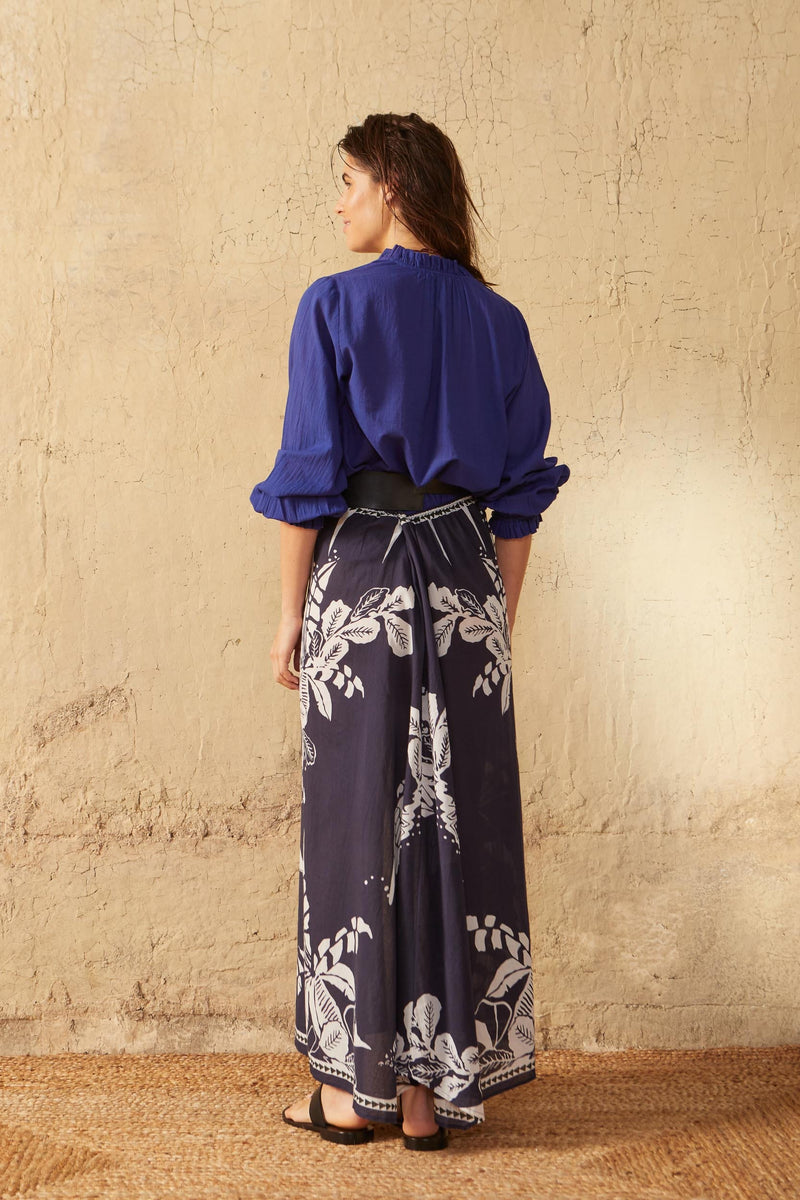 PAOLINA SKIRT WITH PALLADIO PRINT - BLUE