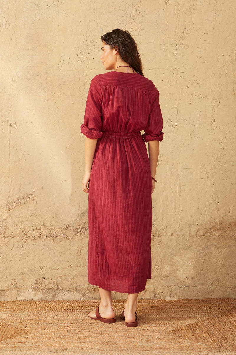 EMMANUELLE WOVEN DRESS - PAPRIKA