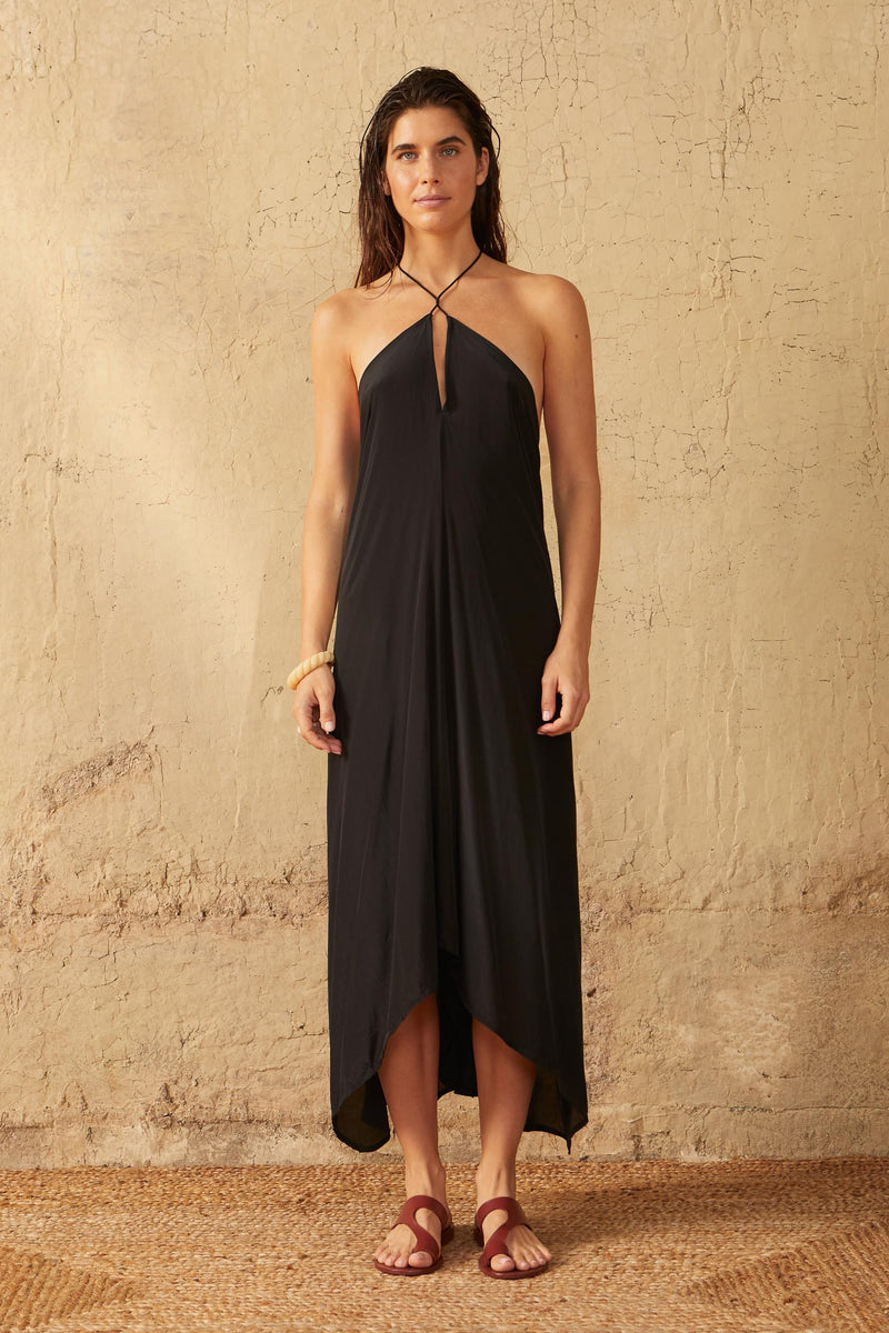 IVINA SILK DRESS - BLACK