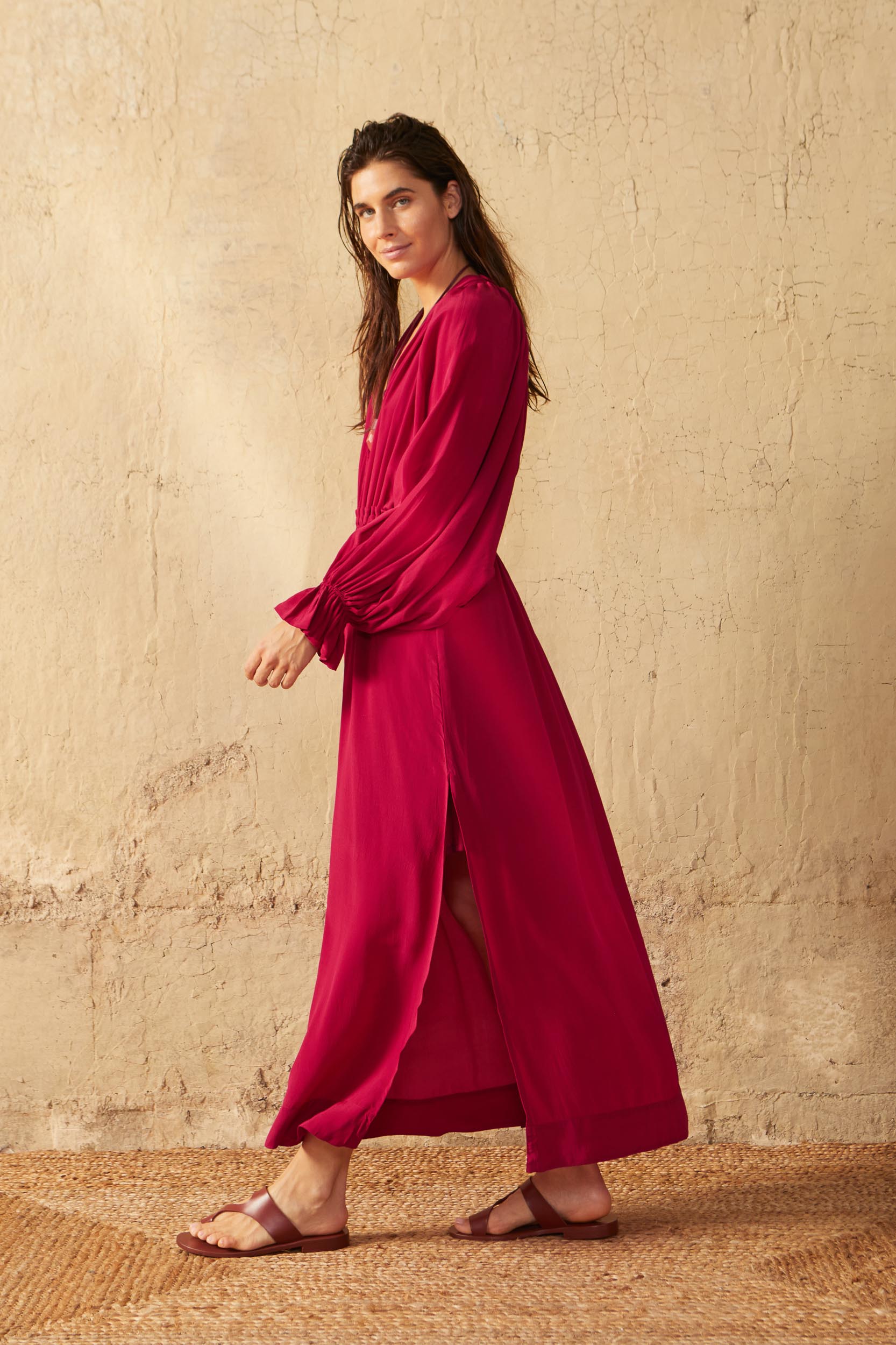 JANE SILK DRESS - CAMELIA
