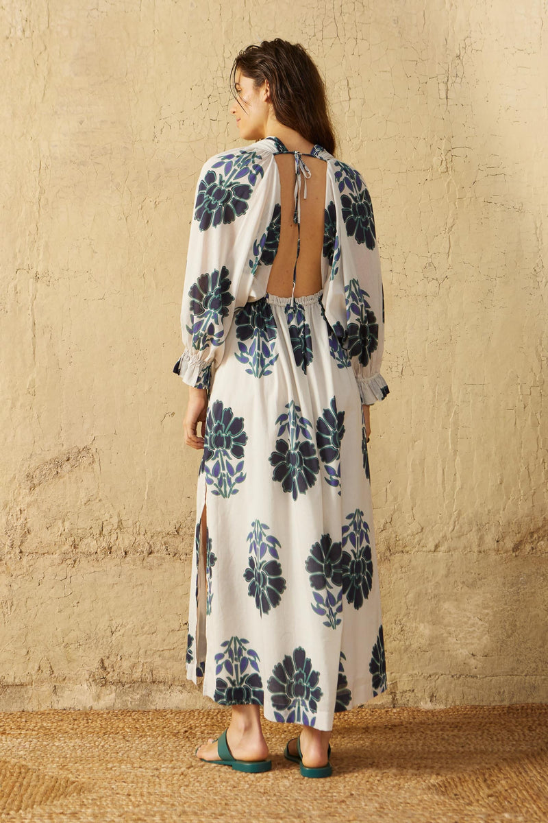 JANE DRESS INDIAN FLOWERS PRINT - REDCLAY