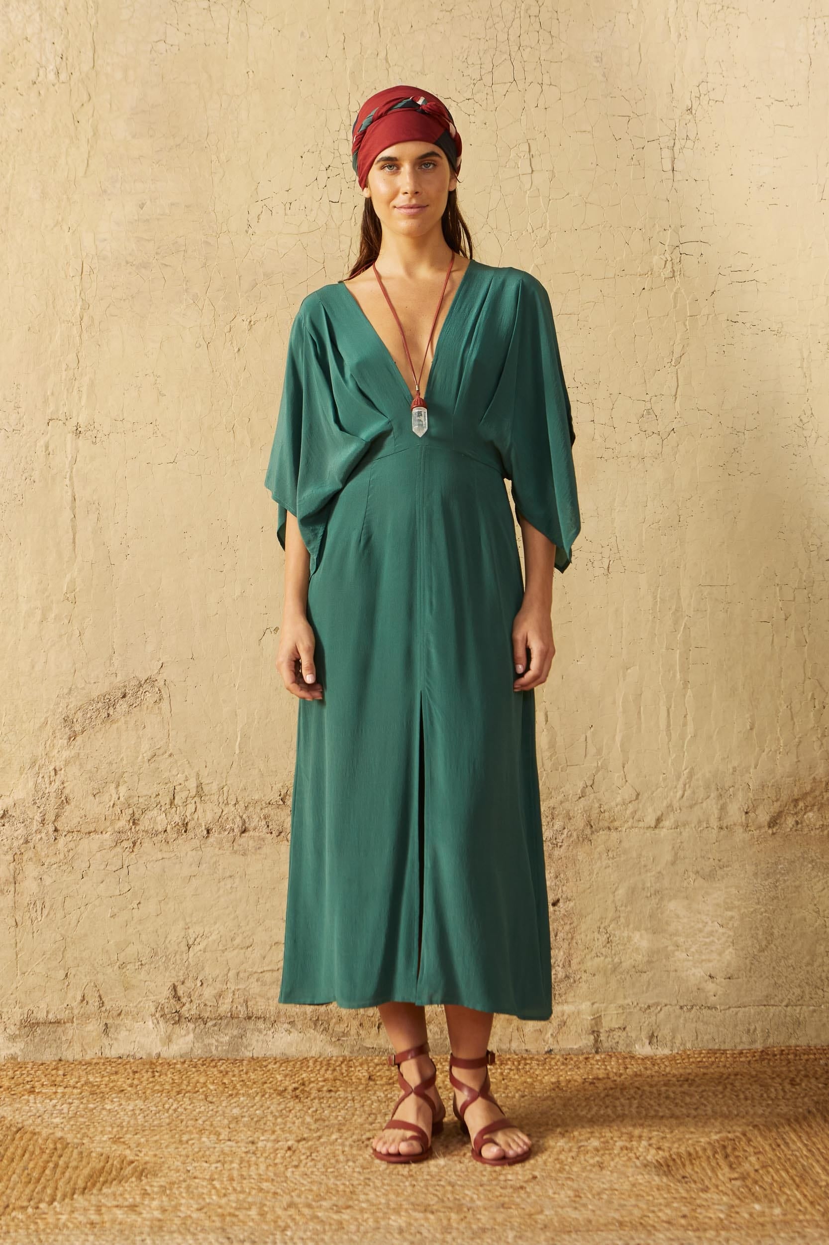 ROBE SOUANE SOIE - ASPEN GREEN