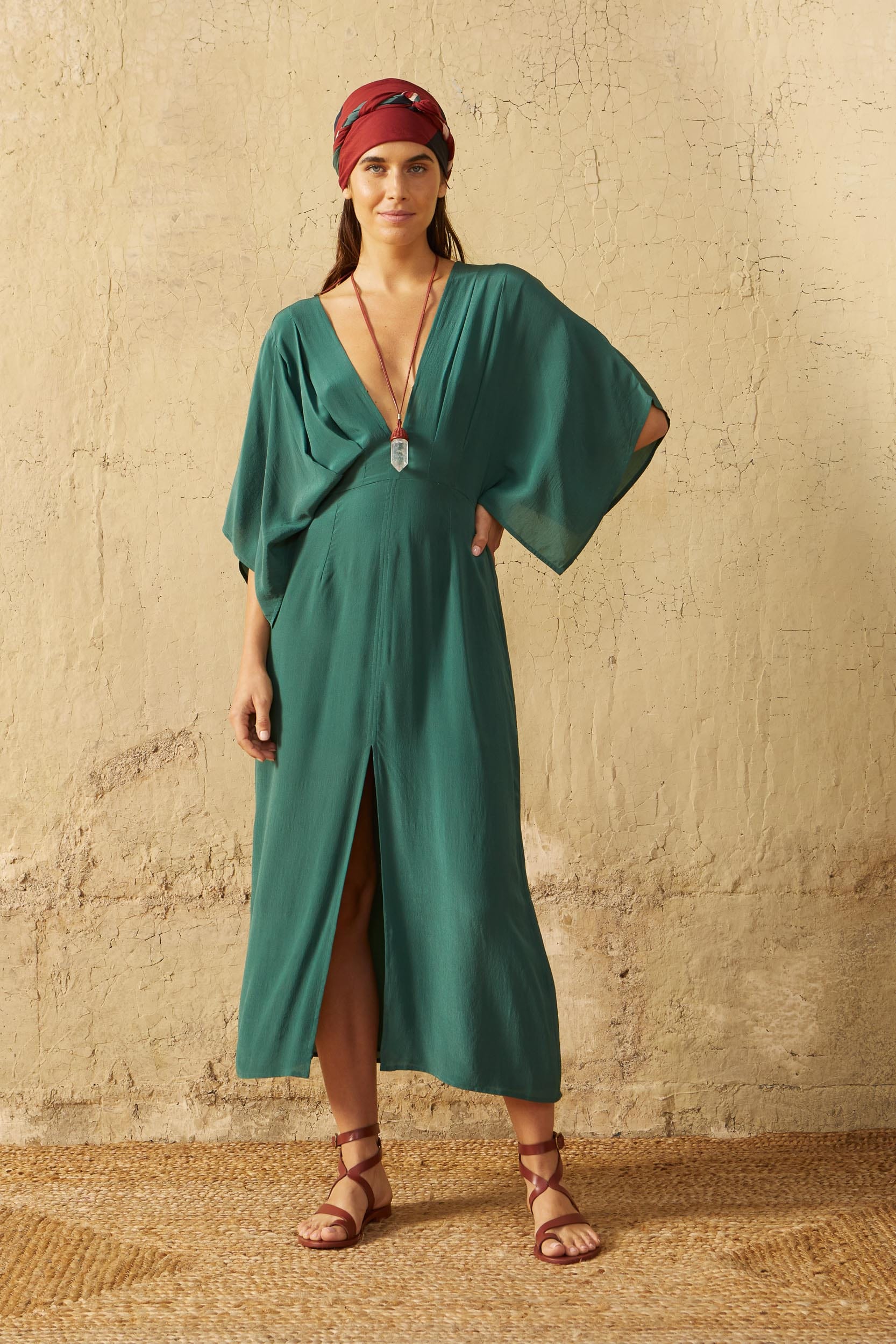 ROBE SOUANE SOIE - ASPEN GREEN