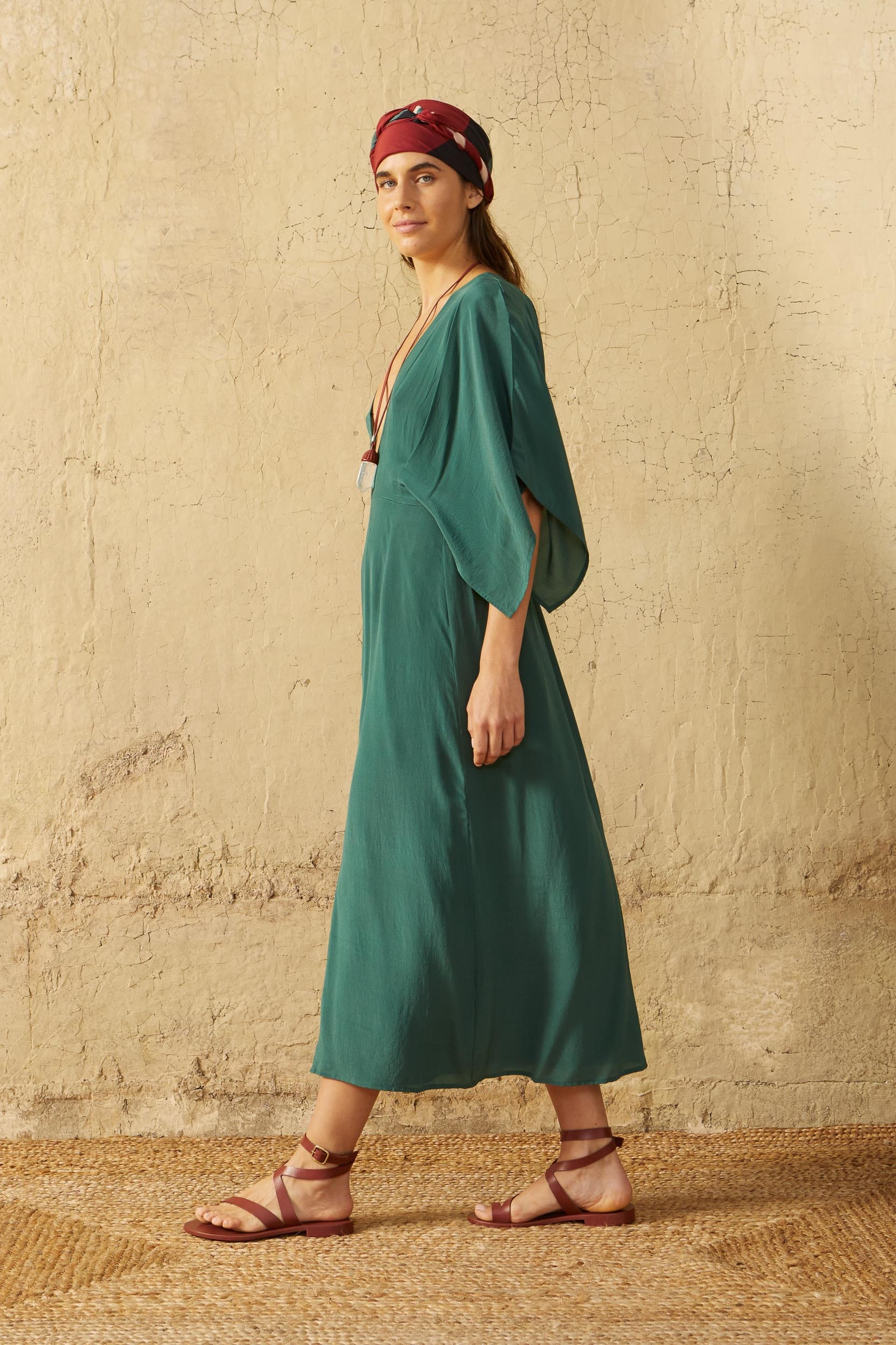 ROBE SOUANE SOIE - ASPEN GREEN