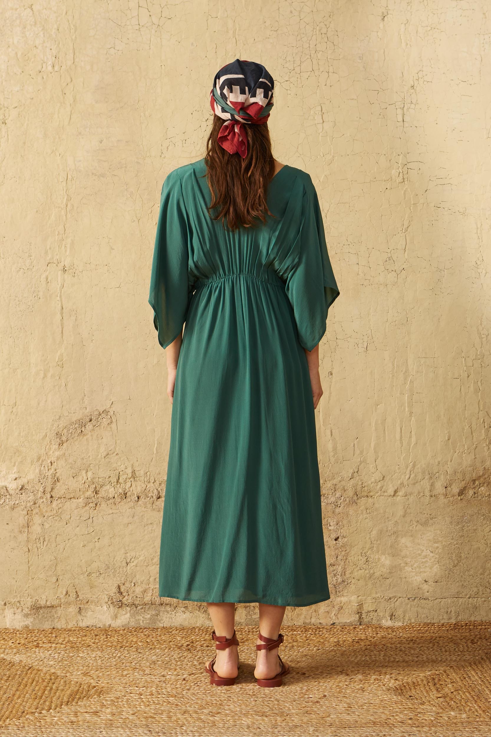 ROBE SOUANE SOIE - ASPEN GREEN