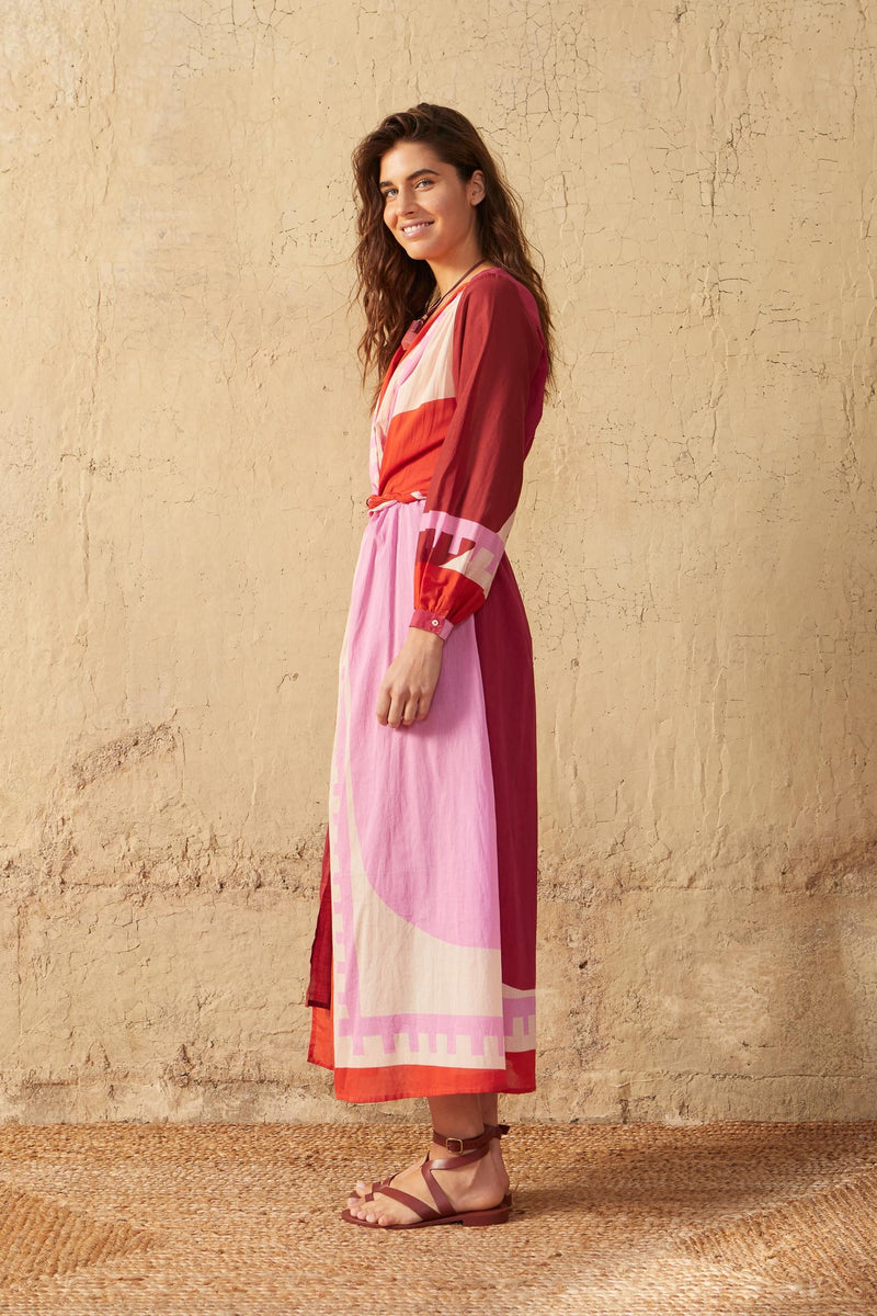 ROBE EMMANUELLE IMPRIME GRAPHICO - PINK