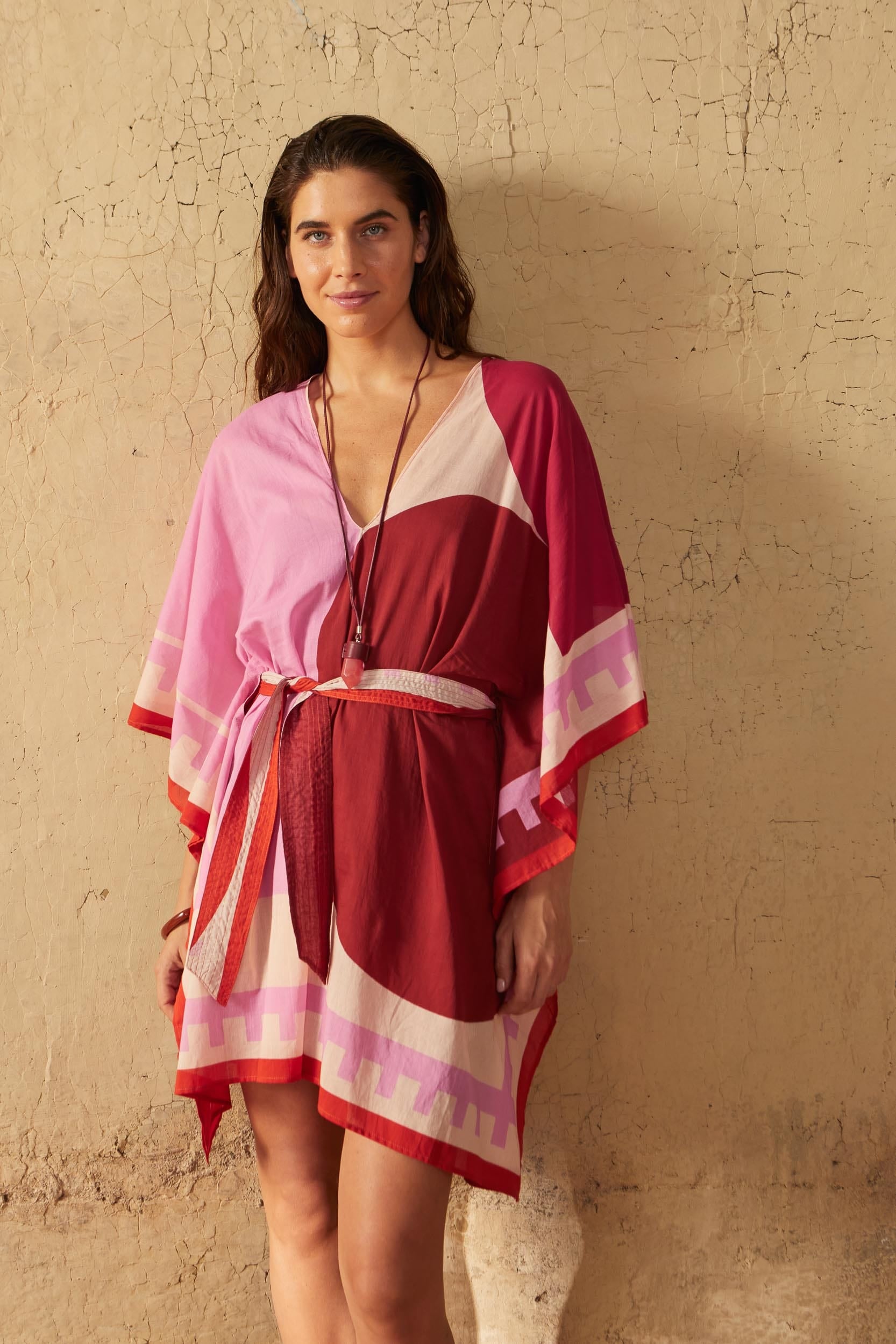 PAULINE PONCHO GRAPHICO PRINT - PINK