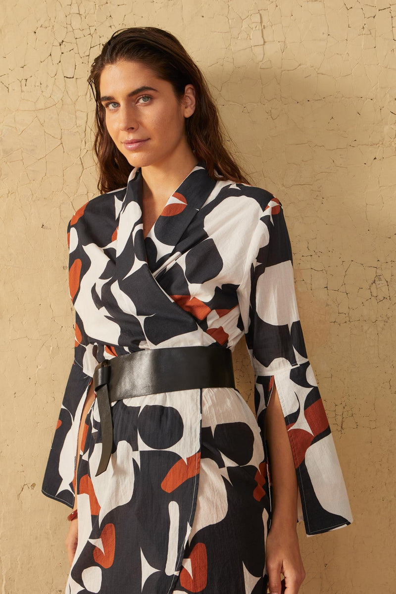 ANAE DRESS SEVENTIES PRINT - BLACK