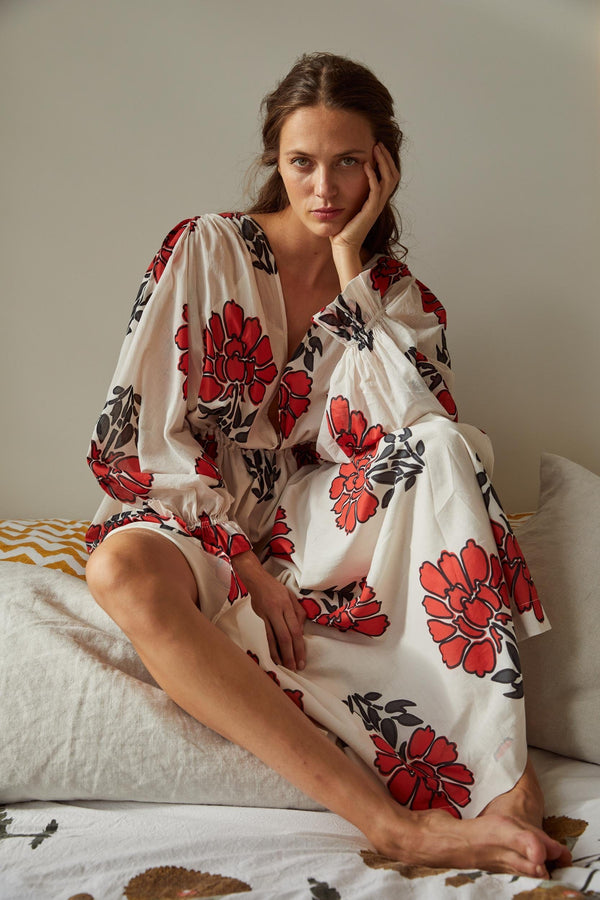 ROBE JANE IMPRIME INDIAN FLOWERS - REDCLAY