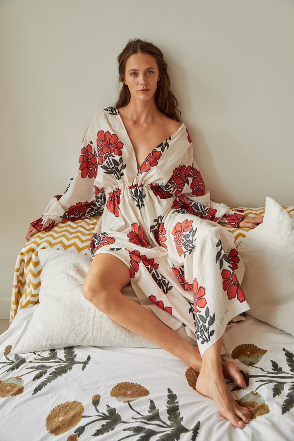 ROBE JANE IMPRIME INDIAN FLOWERS - REDCLAY