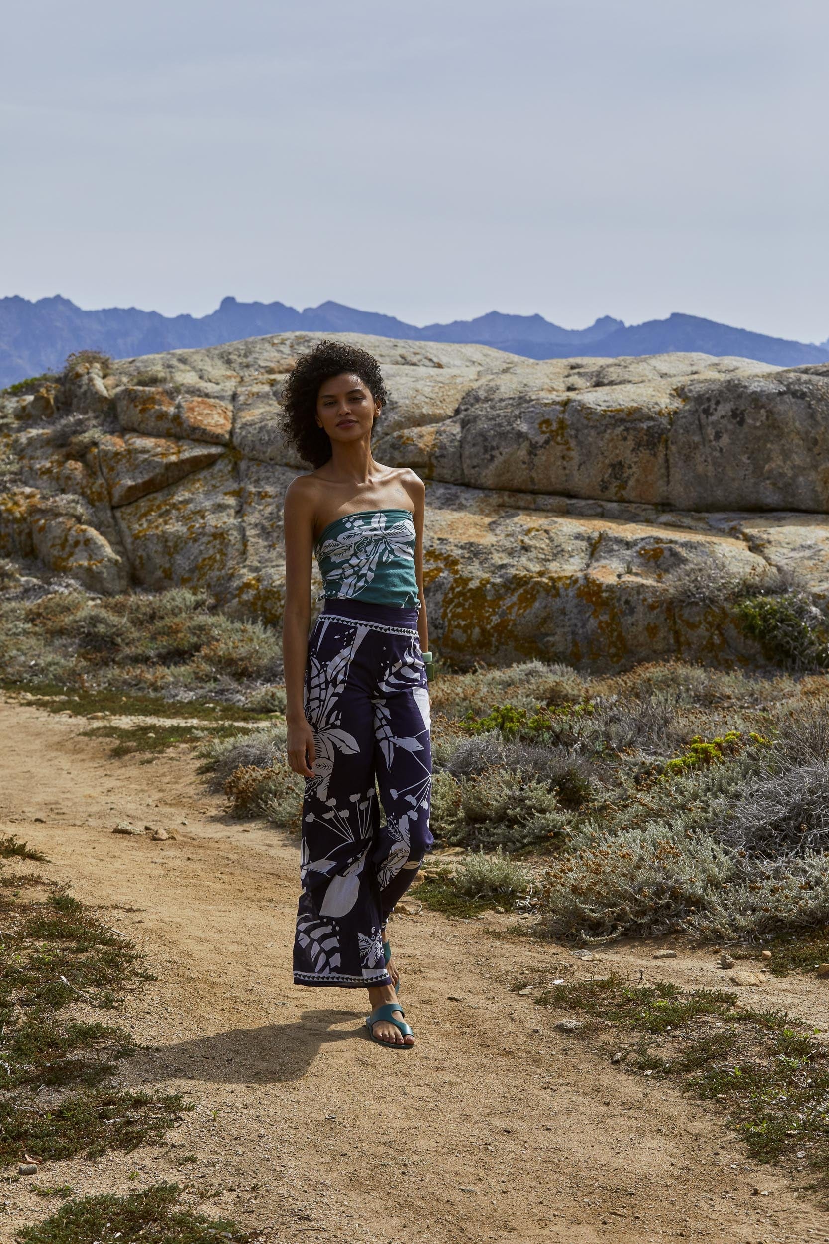 ERIKA PANT PALLADIO PRINT - BLUE