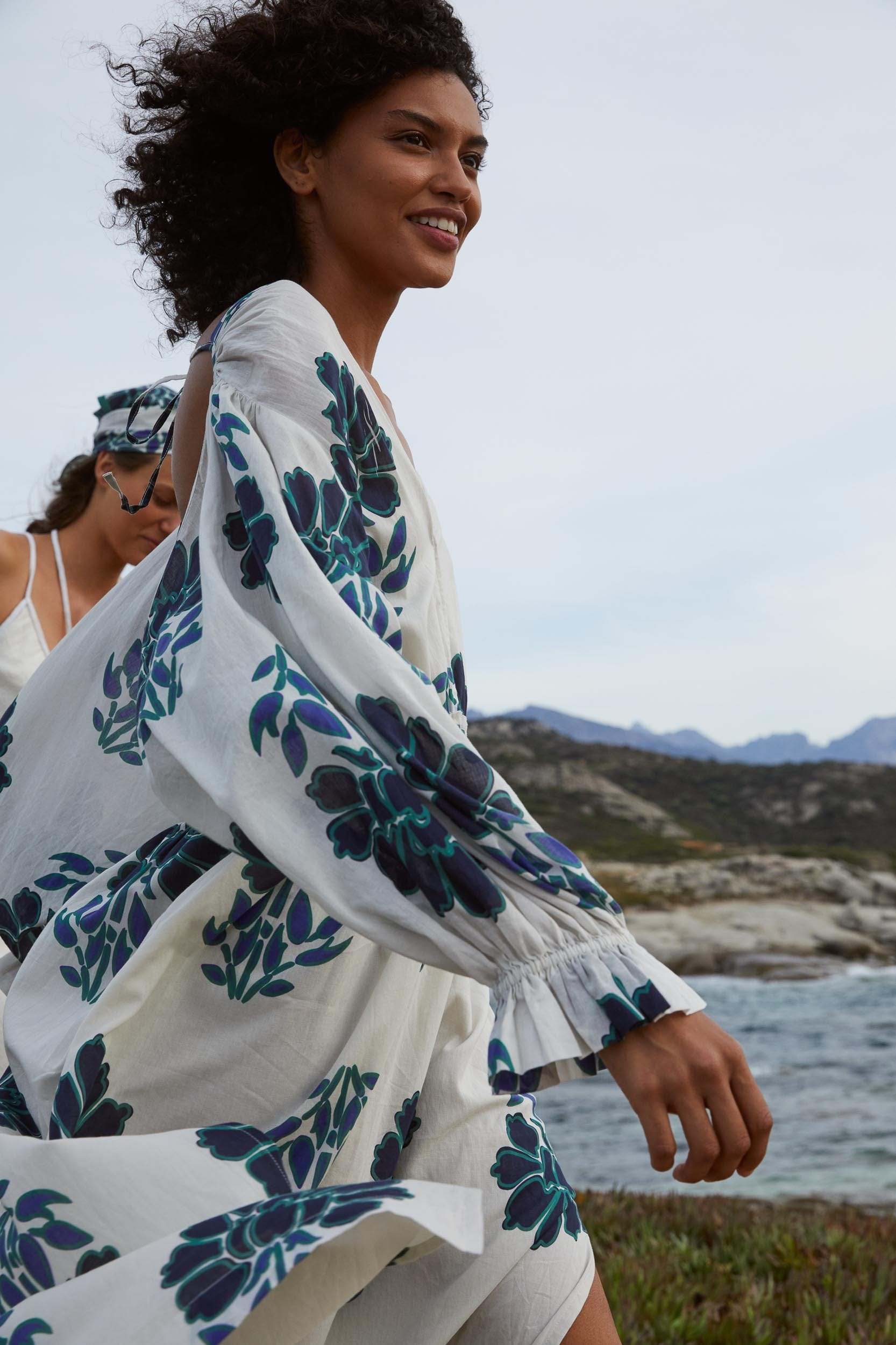 JANE DRESS INDIAN FLOWERS PRINT - BLUE