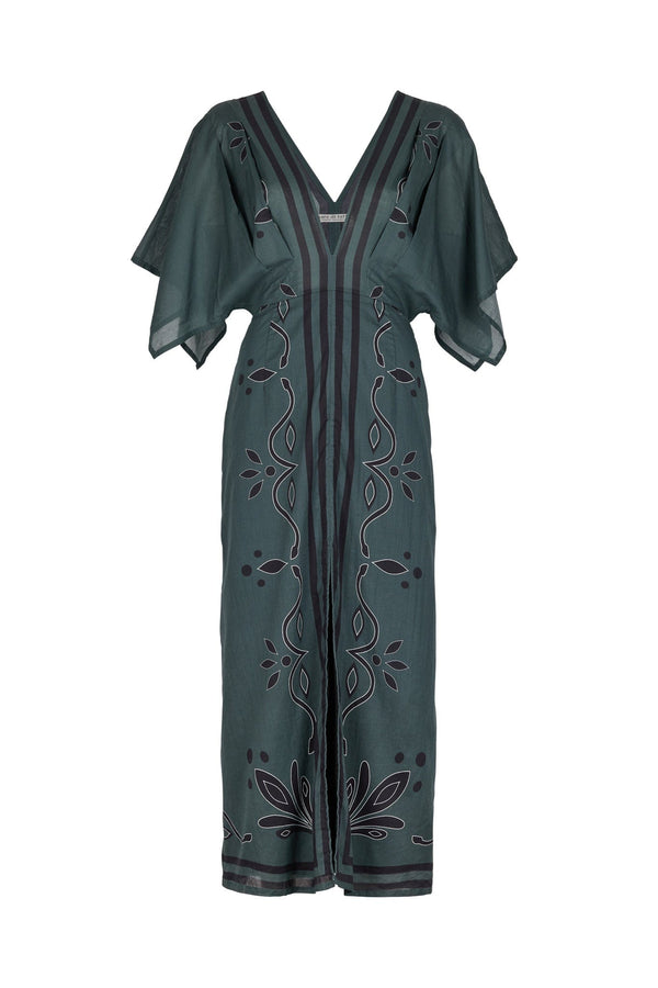 ROBE SOUANE IMPRIME ARABESQUE - ARDOISE