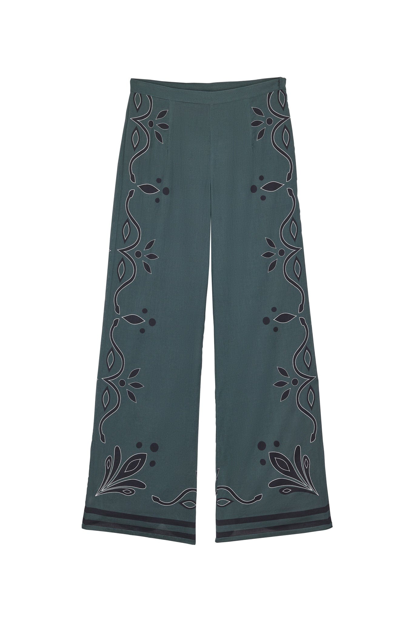 ERIKA PRINTED ARABESQUE PANTS - SLATE