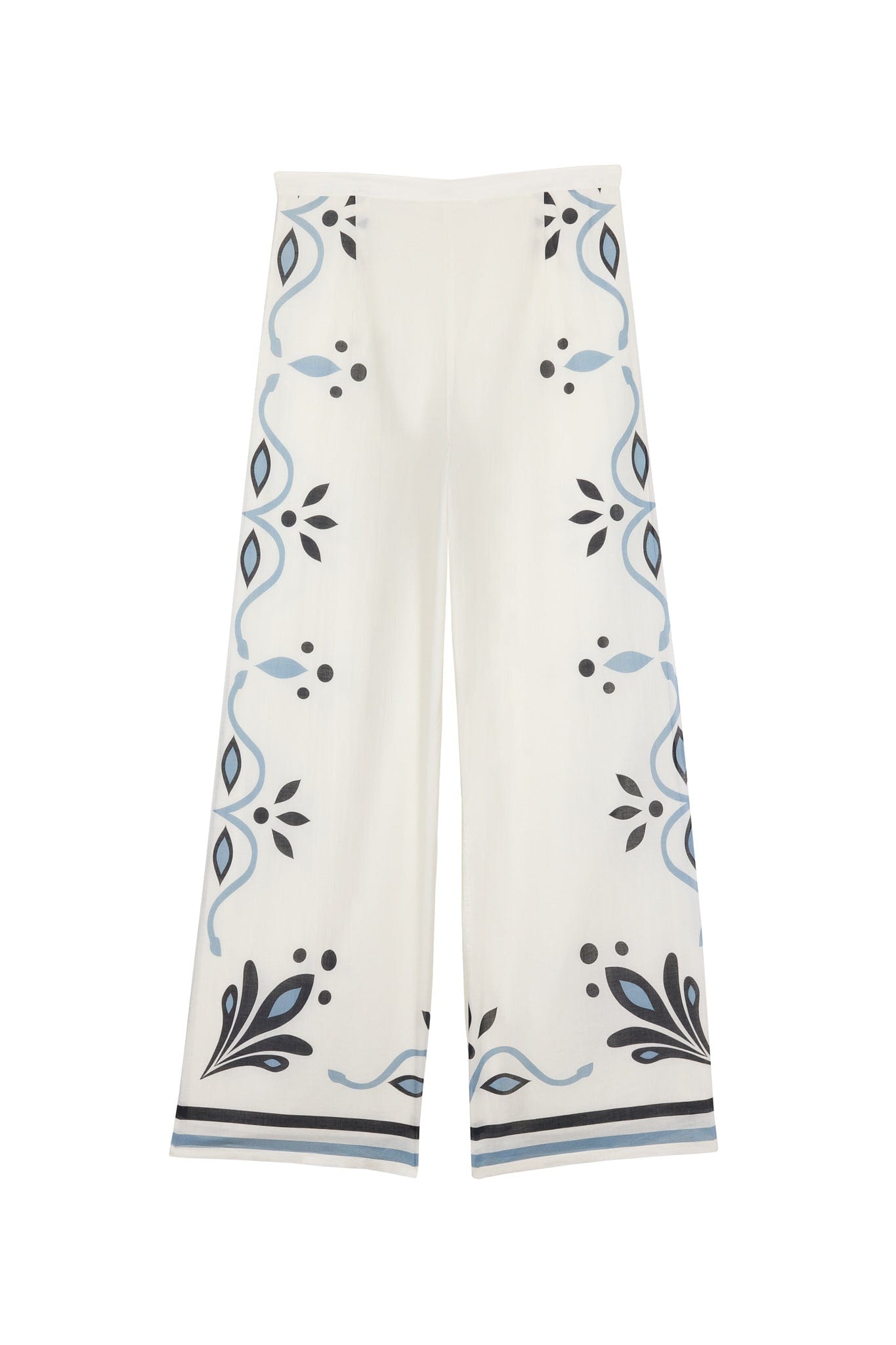 ERIKA ARABESQUE PRINT TROUSERS - WHITE