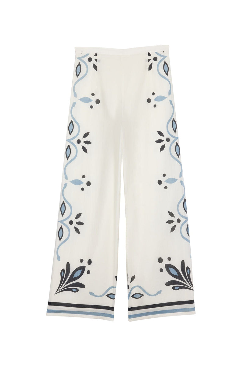 PANTALON ERIKA IMPRIME ARABESQUE - WHITE